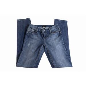 White House Black Market Blanc Straight Leg Embroidered Jeans Womens 2R